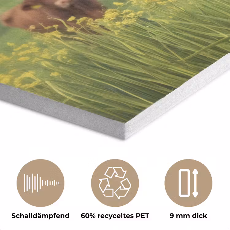 Koe - Weide - Bloemen PET vilt klein -closeup_DE