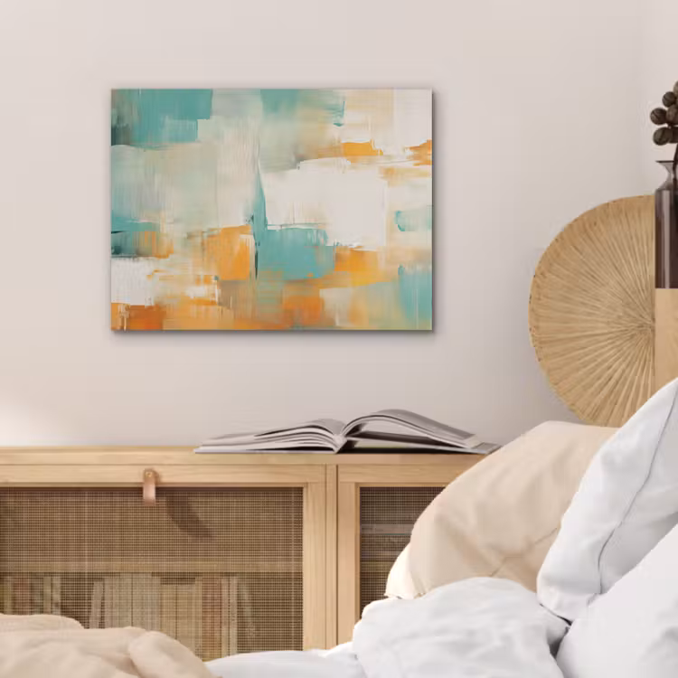 Kunst - Abstract - Blauw - Wit PET vilt klein -sfeer3