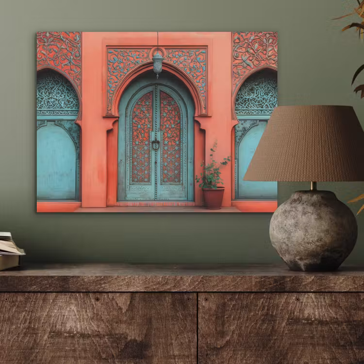 Lantaarn - Deur - Turquoise PET vilt klein -sfeer2