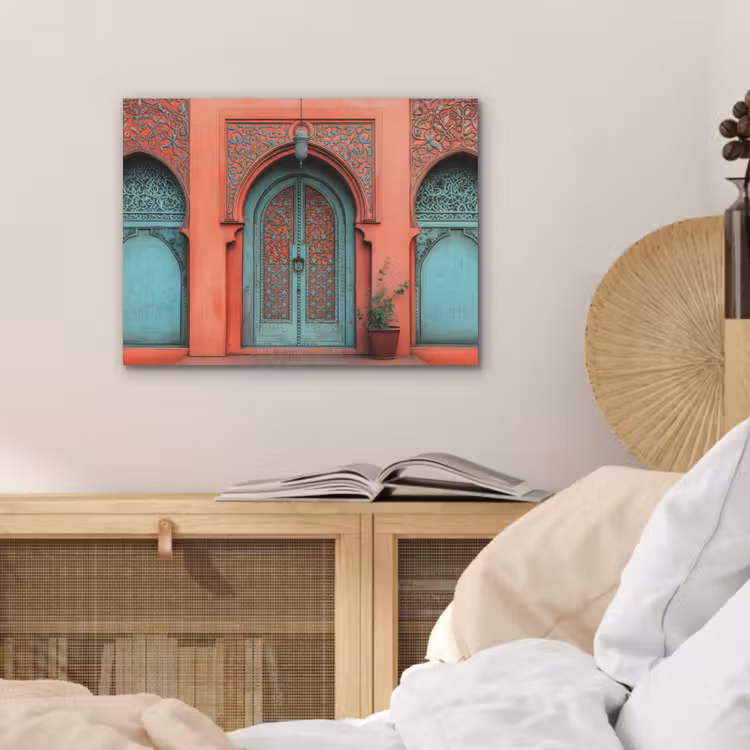 Lantaarn - Deur - Turquoise PET vilt klein -sfeer3