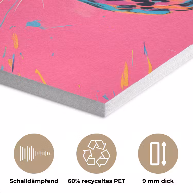 Luipaard - Roze - Oranje - Blauw - Verf PET vilt klein -closeup_DE