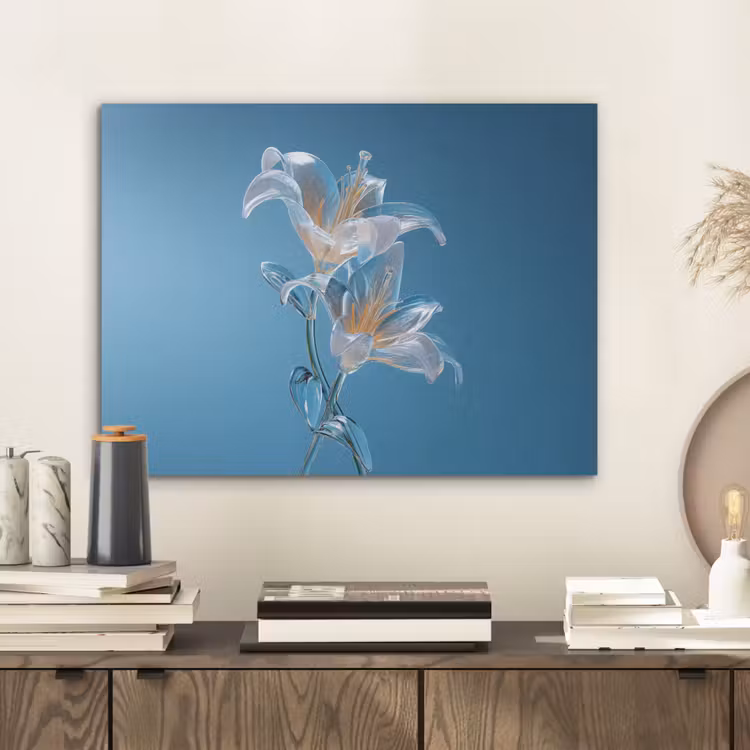 Lelies - Blauw - Glazen PET vilt klein -sfeer1