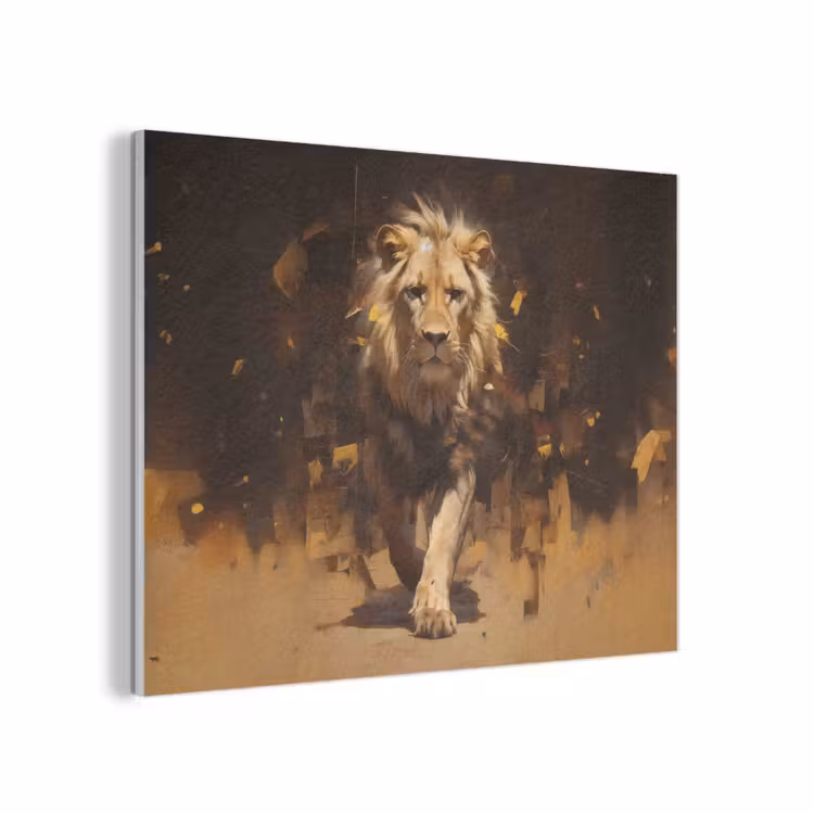 Leeuw - Geschilderd - Abstract - Goud PET vilt klein -3d