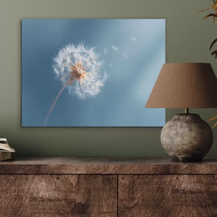 Paardenbloem - Wind - Blauw PET vilt klein -sfeer2