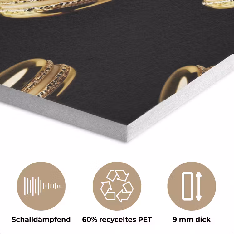 Macarons - Patroon - Goud - Zwart PET vilt klein -closeup_DE