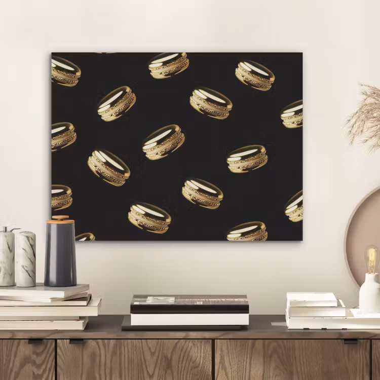 Macarons - Patroon - Goud - Zwart PET vilt klein -sfeer1