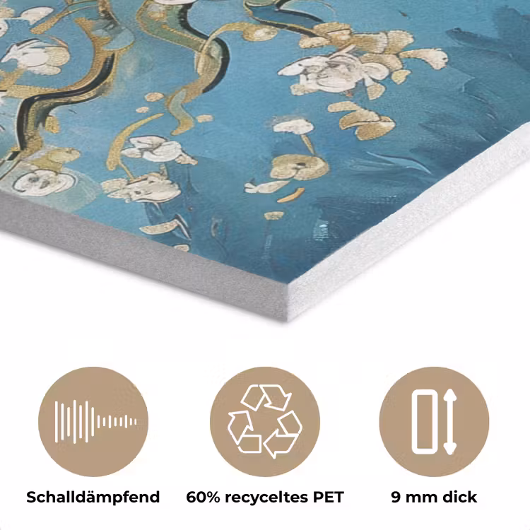 Amandelbloesem boom - Blauw - Abstract PET vilt klein -closeup_DE