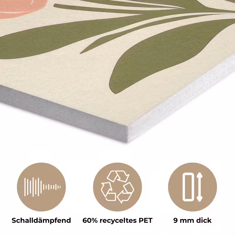 Minimalistisch - Bloemen - Bladeren - Roze PET vilt middel -closeup_DE