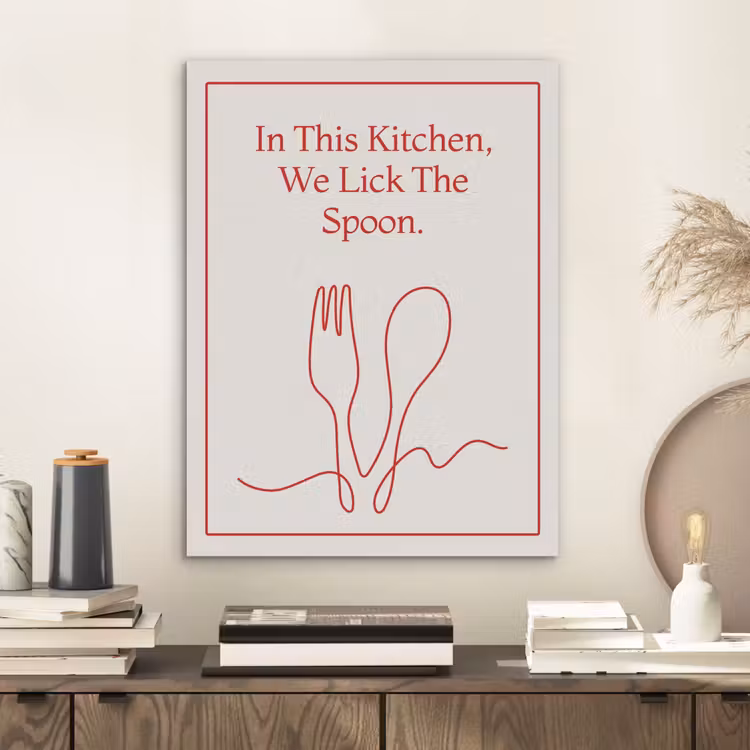 Minimalistisch - Vork - Lepel - Lijntekening PET vilt klein -sfeer1