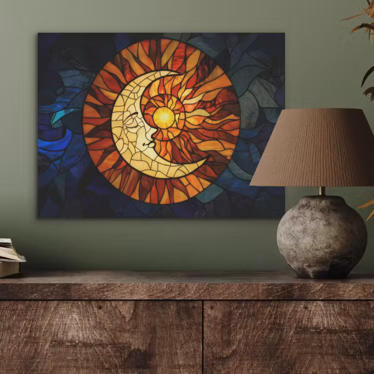 Mozaïek - Glas - Maan - Donkerblauw PET vilt klein -sfeer2