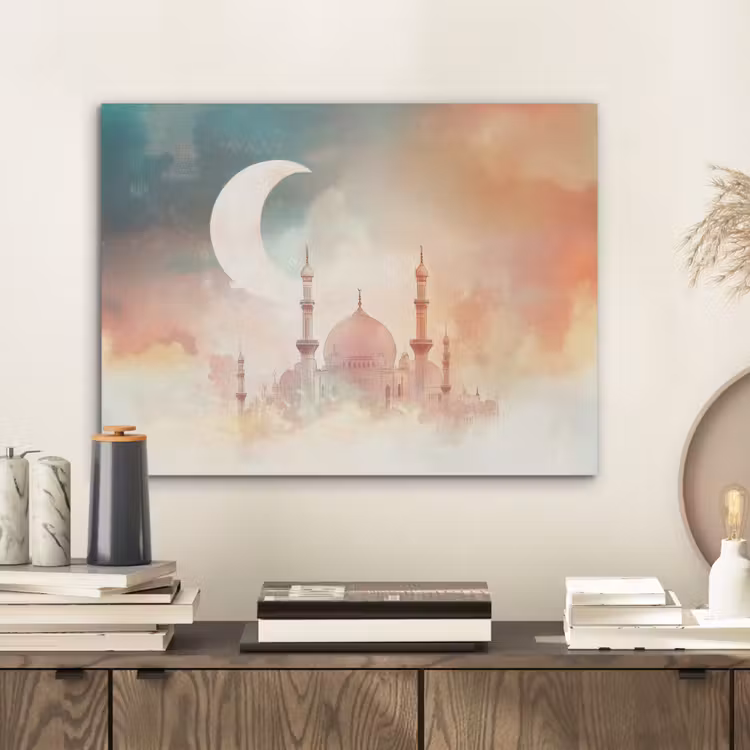 Moskee - Kleurrijke wolken - Arabisch - Ramadan - Islamitische PET vilt klein -sfeer1