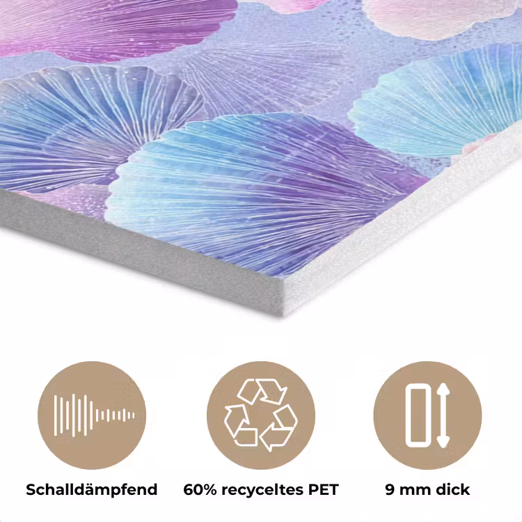 Schelpen - Paars - Blauw - Patroon - Pastel PET vilt klein -closeup_DE