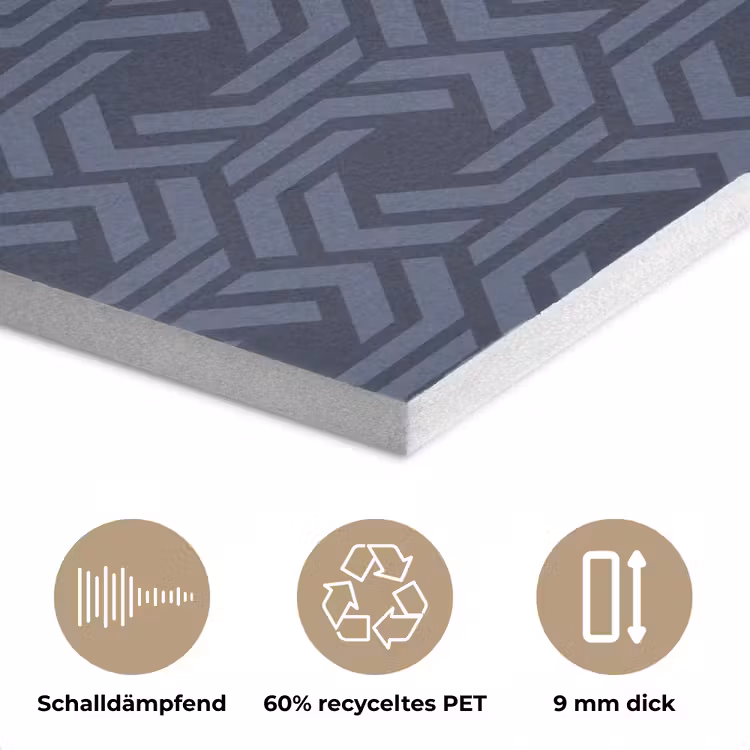 Patroon - Blauw - Geometrisch PET vilt klein 837 -closeup_DE