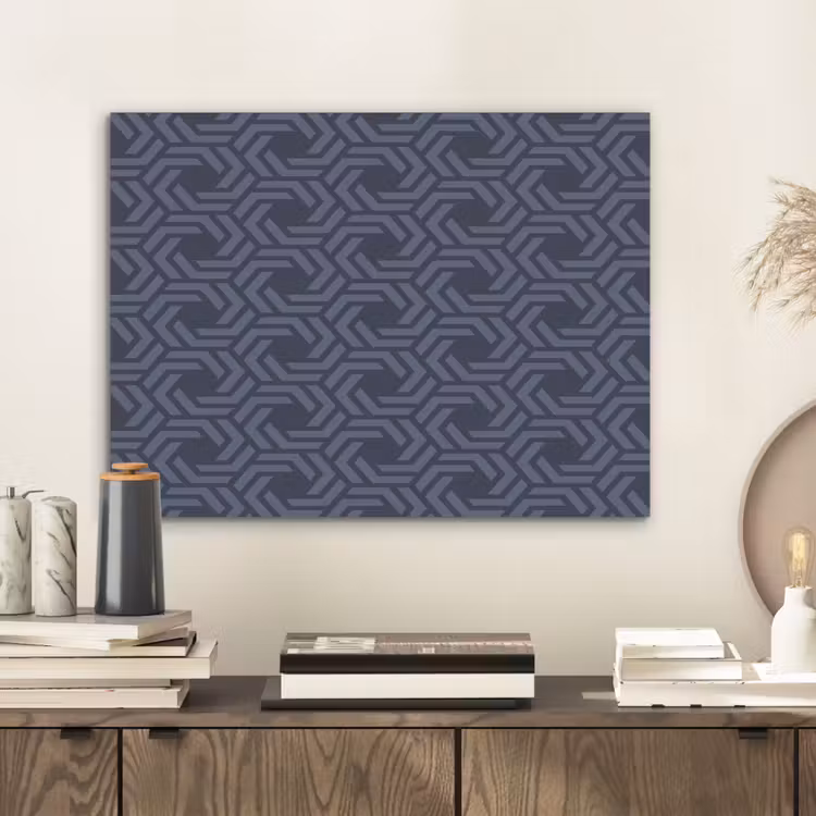 Patroon - Blauw - Geometrisch PET vilt klein 837 -sfeer1