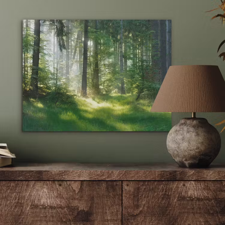 Natuur - Bomen - Bos - Groen - Zon - Gras - Planten PET vilt klein -sfeer2