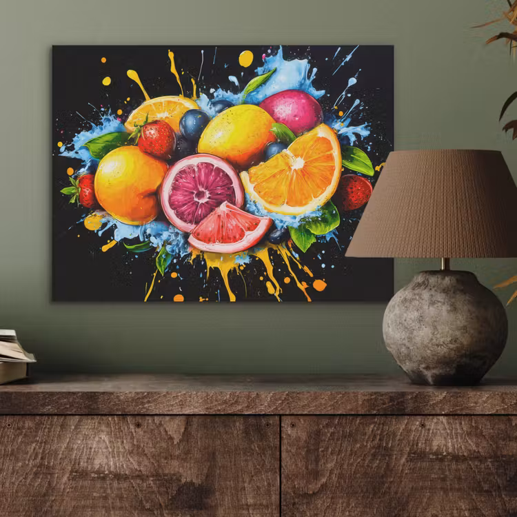 Fruit - Graffiti - Kleurrijk - Sinaasappel - Aardbei - Abstract PET vilt klein -sfeer2