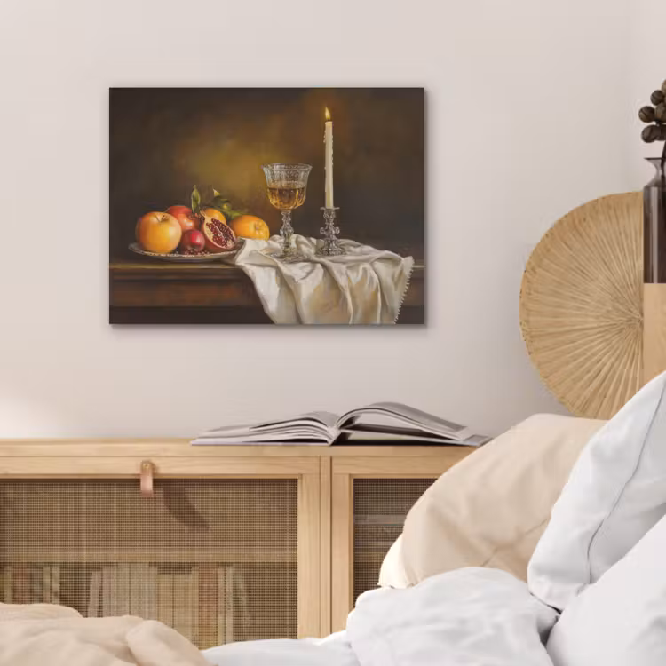 Fruit -  Stilleven - Wijn - Kaars PET vilt klein -sfeer3