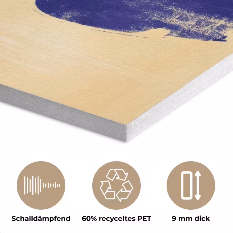 Okergeel - Blauw - Eenvoudige lijnen PET vilt klein -closeup_DE