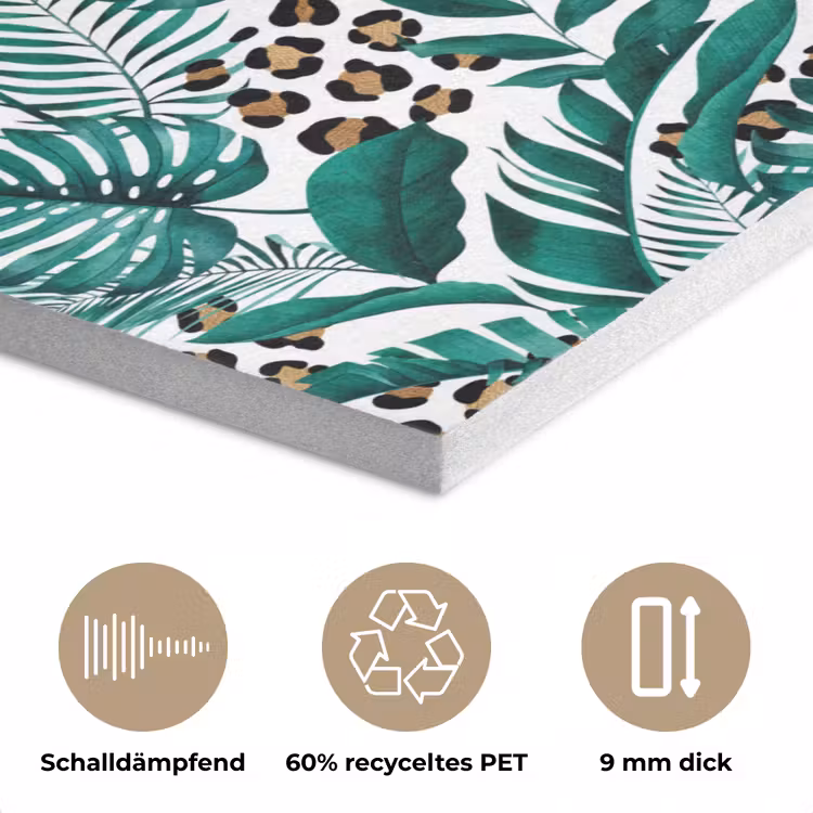 Inductie beschermer - Panterprint - Bladeren - Jungle - Afdekplaat voor kookplaat PET vilt klein -closeup_DE