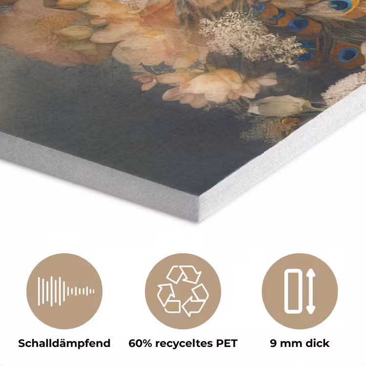 Pauw - Pauwenveren - Bloemen - Vogels - Botanisch PET vilt klein -closeup_DE
