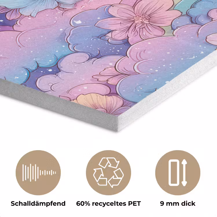Regenbogen - Bloemen - Kleurrijk - Wolken PET vilt klein -closeup_DE