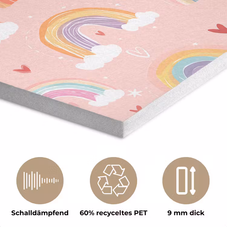 Regenboog - Patroon - Pastel - Handgetekend PET vilt klein -closeup_DE