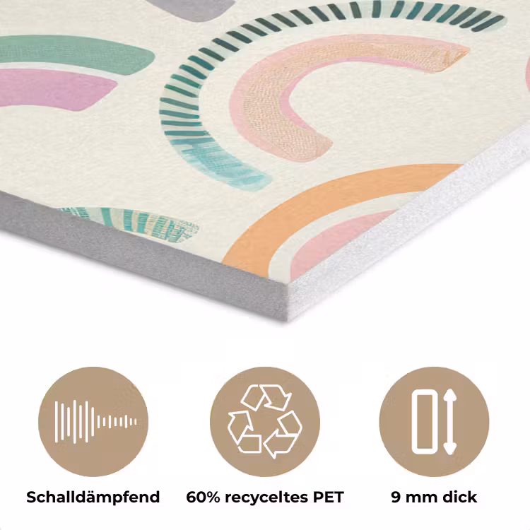 Regenboog - Zachte tinten - Strepen - Stippen PET vilt klein -closeup_DE