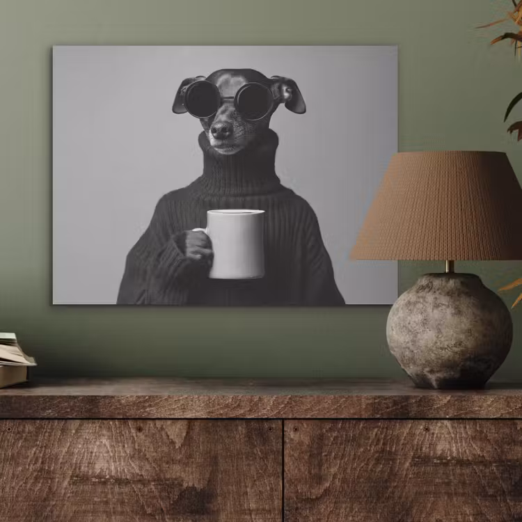 Coltrui - Hond - Bril - Mok PET vilt klein -sfeer2