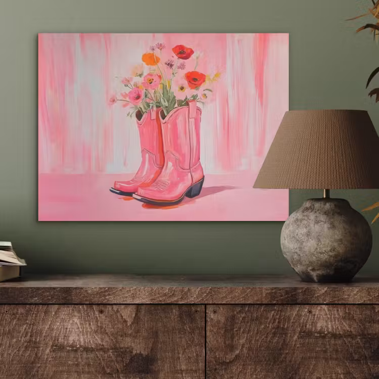 Roze - Bloemen - Cowboy PET vilt klein -sfeer2