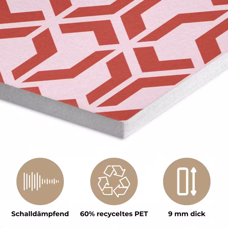 Roze - Rood - Geometrisch - Patroon PET vilt klein 837 -closeup_DE