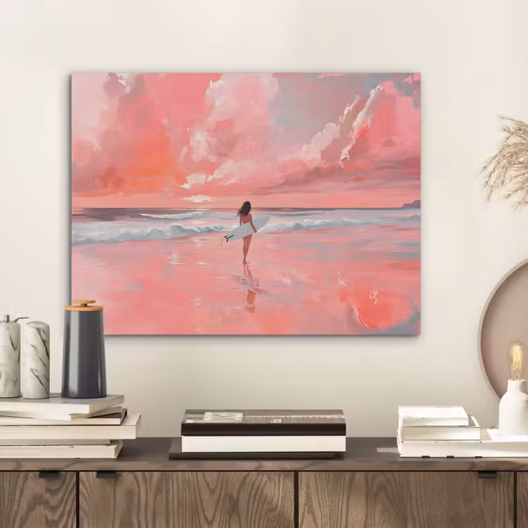 Roze - Surfen - Zee PET vilt klein -sfeer1
