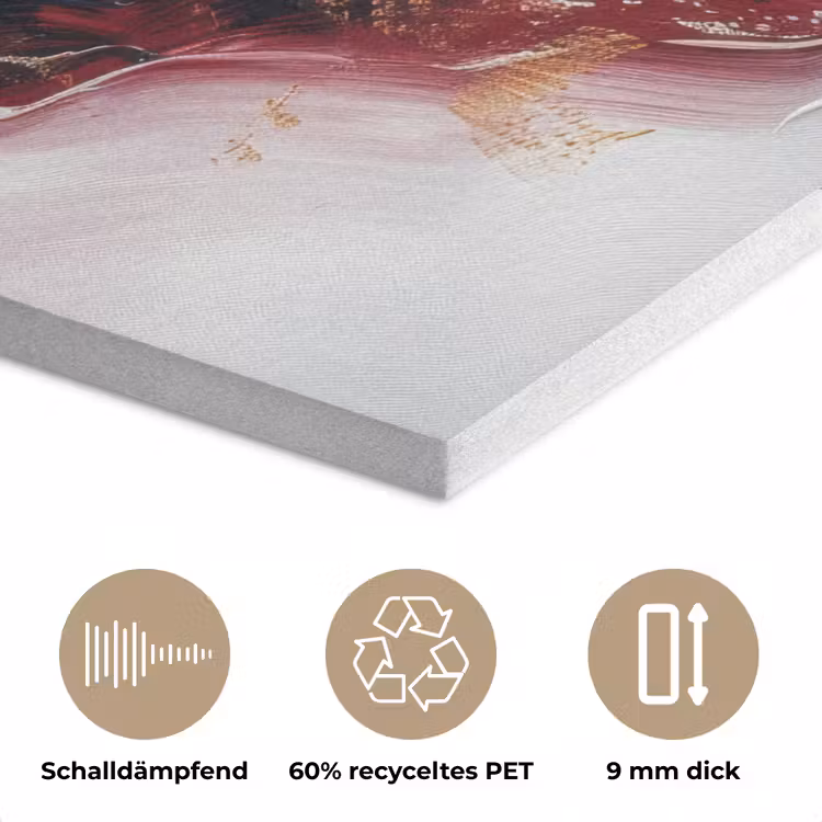 Rood - Abstract - Goud - Modern PET vilt klein -closeup_DE