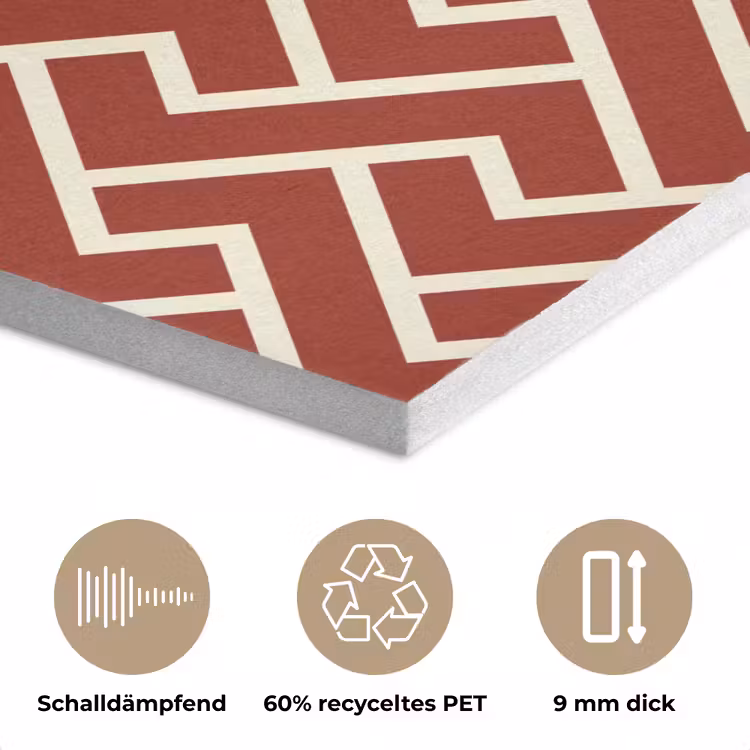 Rood - Beige - Patroon - Lijnen PET vilt klein 837 -closeup_DE