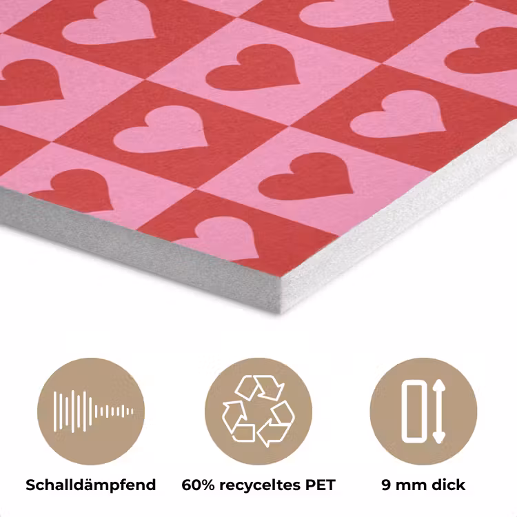 Rood - Roze - Schaakbord - Valentijn PET vilt klein -closeup_DE