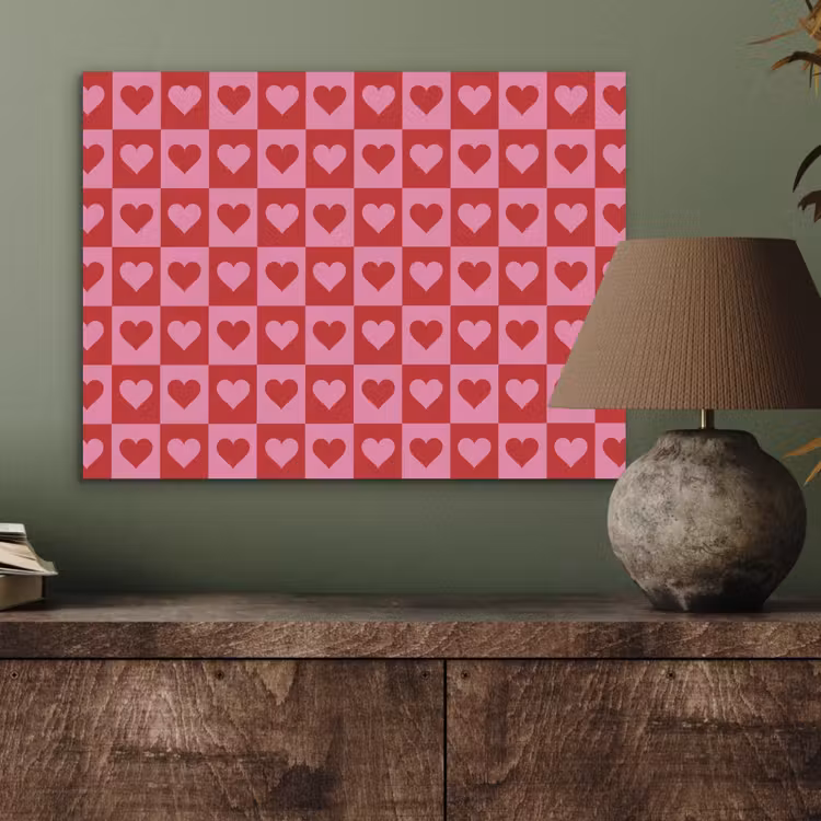 Rood - Roze - Schaakbord - Valentijn PET vilt klein -sfeer2