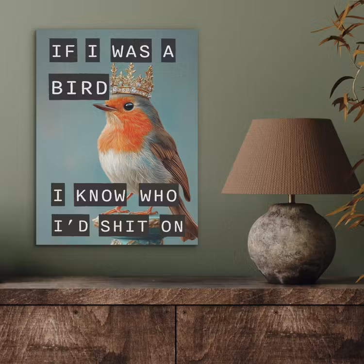 Roodborstje - Vogel - Blauw - Decoratie PET vilt klein -sfeer2