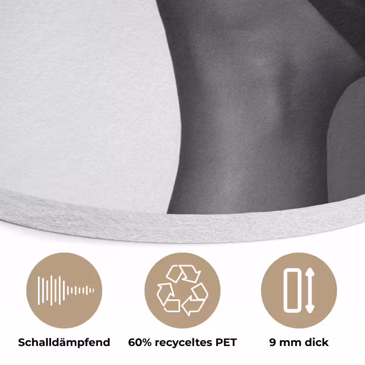 Hak - Wijn - Minimalistisch - Zwart Akoestische PET Vilt - Rond klein -closeup_DE