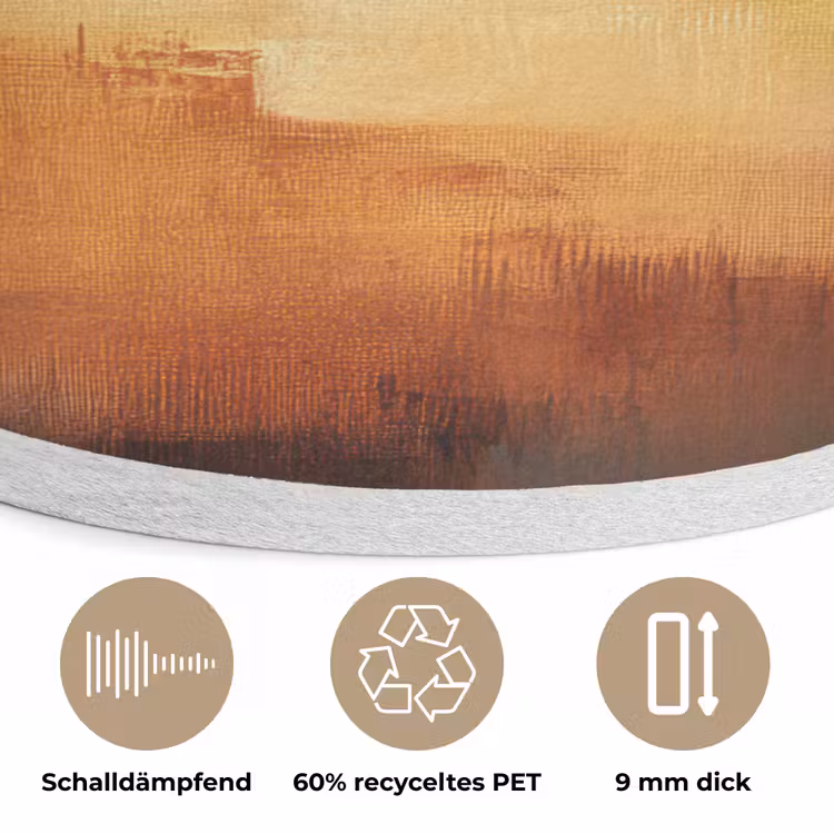 Abstract - Bruin - Modern - Herfst kleuren Akoestische PET Vilt - Rond klein -closeup_DE