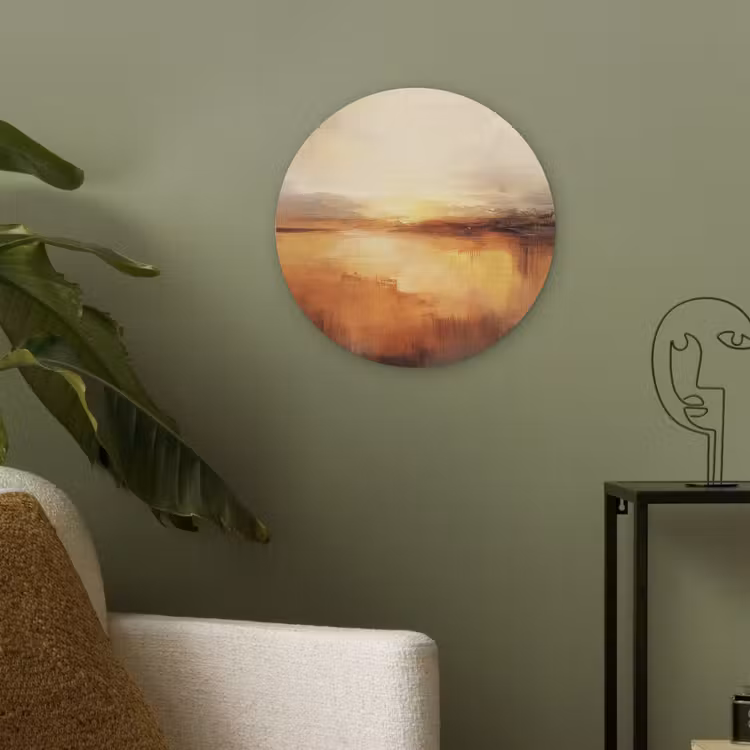 Abstract - Bruin - Modern - Herfst kleuren Akoestische PET Vilt - Rond klein -sfeer2
