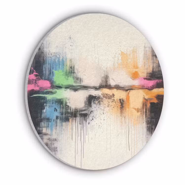 Abstract - Kleurexplosie - Landschap Akoestische PET Vilt - Rond klein -3d