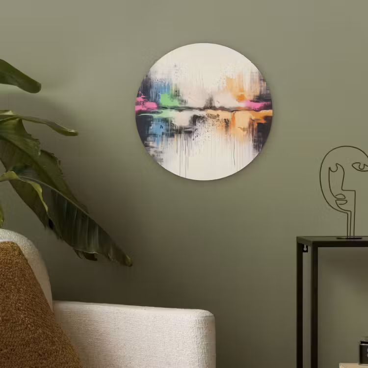 Abstract - Kleurexplosie - Landschap Akoestische PET Vilt - Rond klein -sfeer2