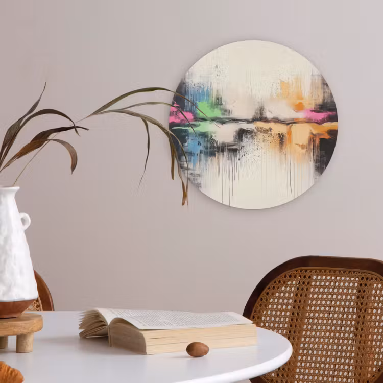 Abstract - Kleurexplosie - Landschap Akoestische PET Vilt - Rond klein -sfeer3