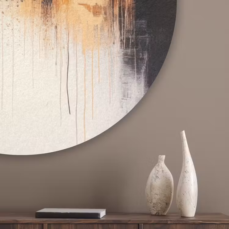 Abstract - Kleurexplosie - Landschap Akoestische PET Vilt - Rond klein -sfeer5_closeup