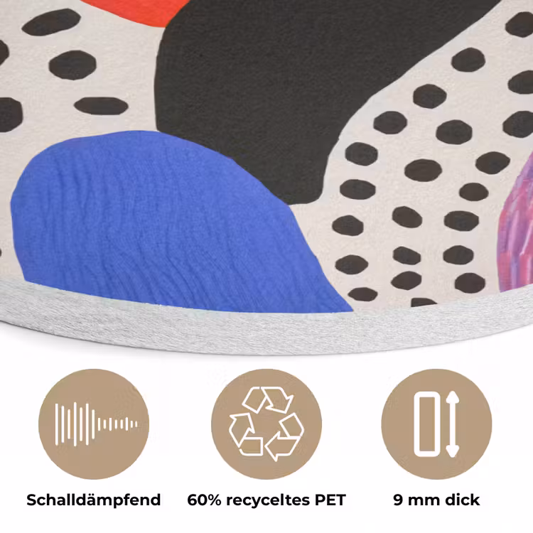 Abstract - Vormen - Kleuren - Stippen Akoestische PET Vilt - Rond klein -closeup_DE