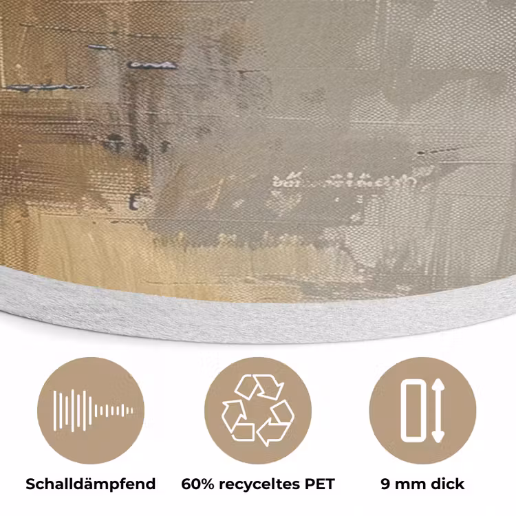 Abstract - Geel - Modern - Beige Akoestische PET Vilt - Rond klein -closeup_DE