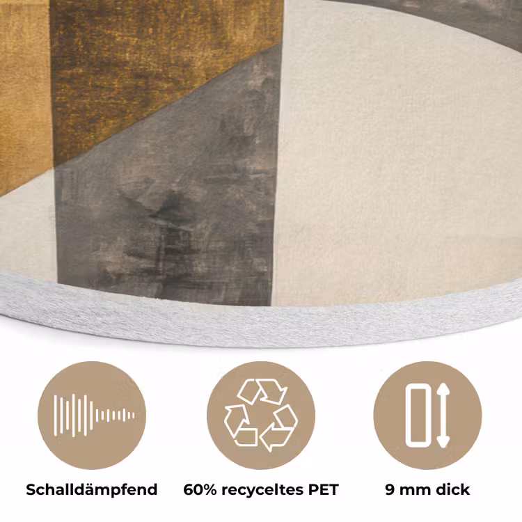 Abstract - Goud - Grijs - Vormen - Geometrisch Akoestische PET Vilt - Rond klein -closeup_DE