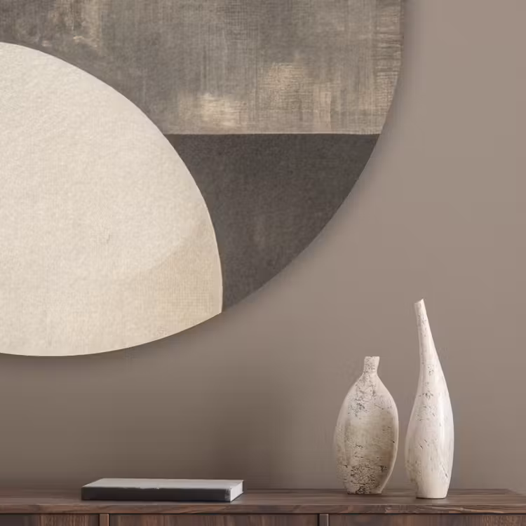 Abstract - Goud - Grijs - Vormen - Geometrisch Akoestische PET Vilt - Rond klein -sfeer5_closeup