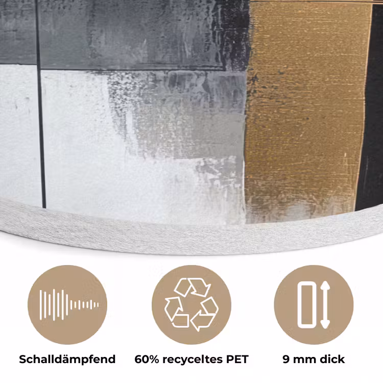 Abstract - Goud - Zilver - Vormen - Aesthetic Akoestische PET Vilt - Rond klein -closeup_DE