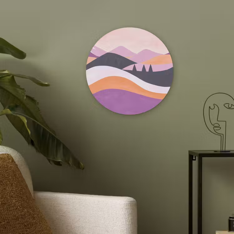 Abstract - Heuvels - Bomen - Groen Akoestische PET Vilt - Rond klein -sfeer2