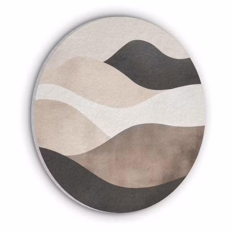 Abstract - Landschap - Golven - Crèmekleur Akoestische PET Vilt - Rond klein -3d